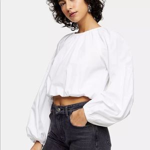 Topshop poplin cropped blouse